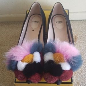 Fendi ballerina flats with mink flower accent